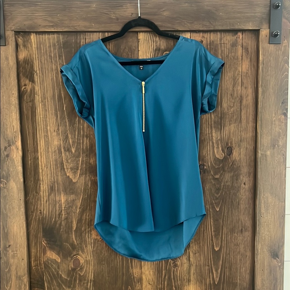 Express Teal Blouse with Gold Accent